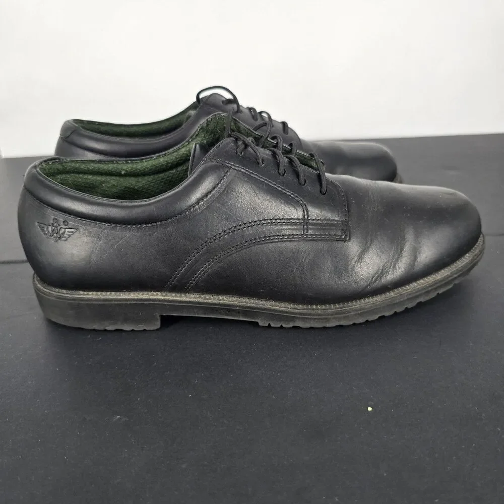 Dockers Oxford Shoes Mens 10M Black Leather Lace Up Uniform Work Dress Lug Sole